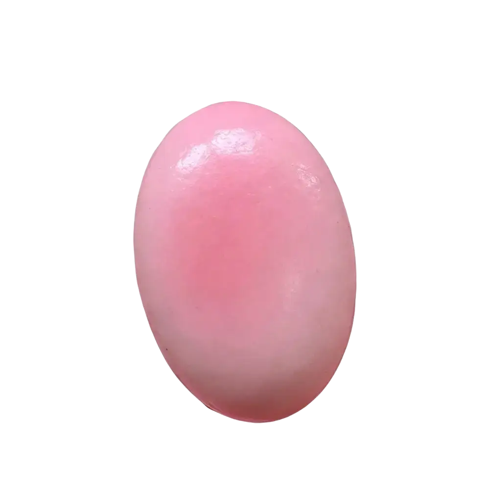A smooth oval-shaped pink gemstone with a glossy finish for stress relief slow rising cheese cake squishy toy