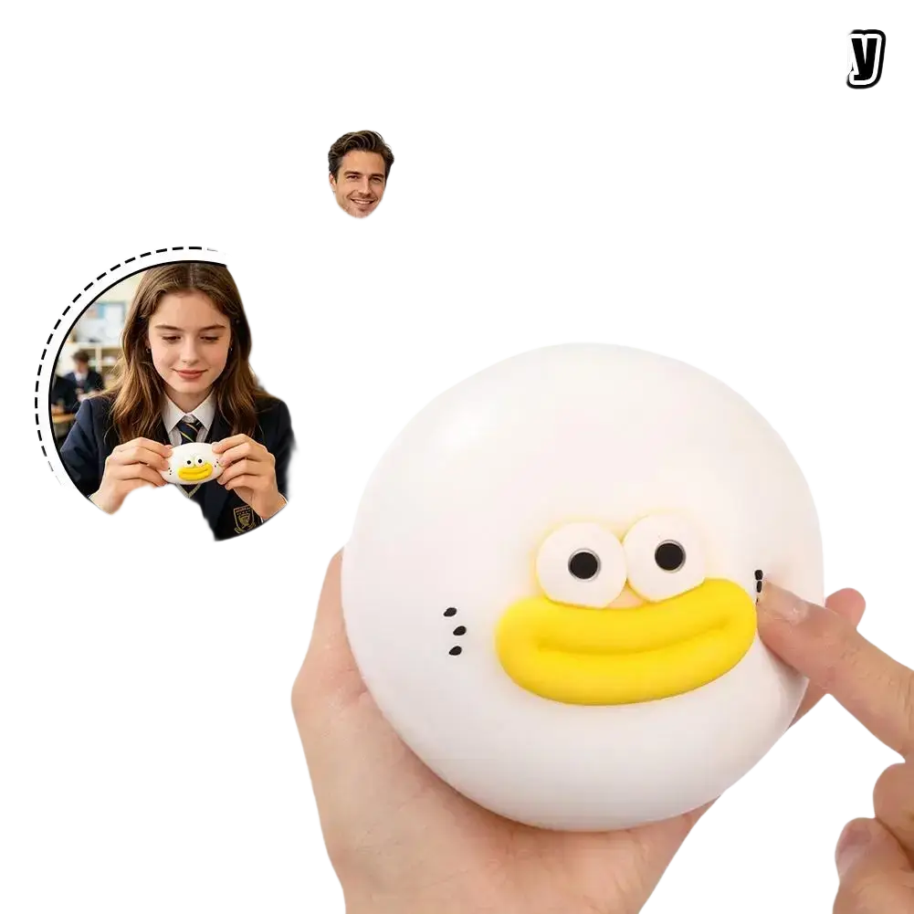 White and yellow duck-shaped stress relief toy with soft squishy texture slow rising compress toy