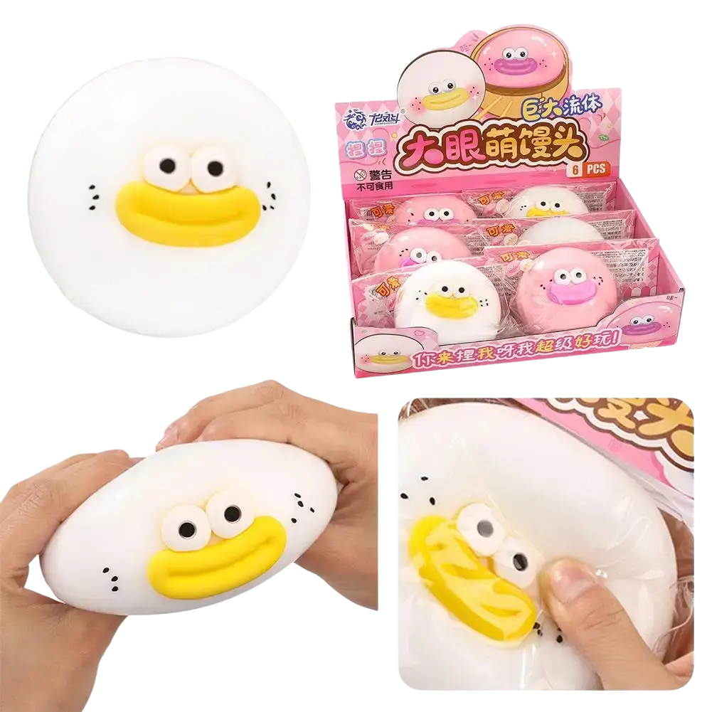 White and yellow duck-shaped stress relief toy with soft squishy texture slow rising compress toy for stress relief