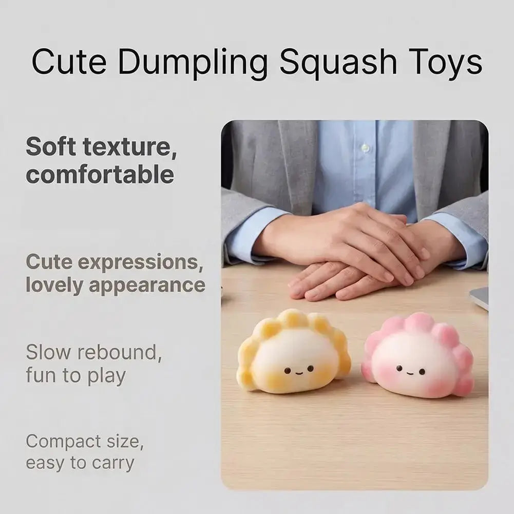 Cute yellow and pink dumpling-shaped plush stress-relieving toy squishy with soft texture for fidget use