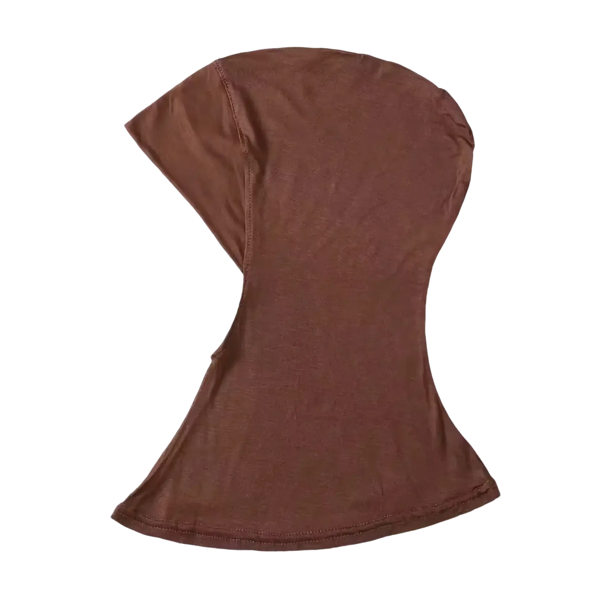 Khaki-colored stretch hijab cap under scarf made of form-fitting fabric with smooth texture and seamless stitching