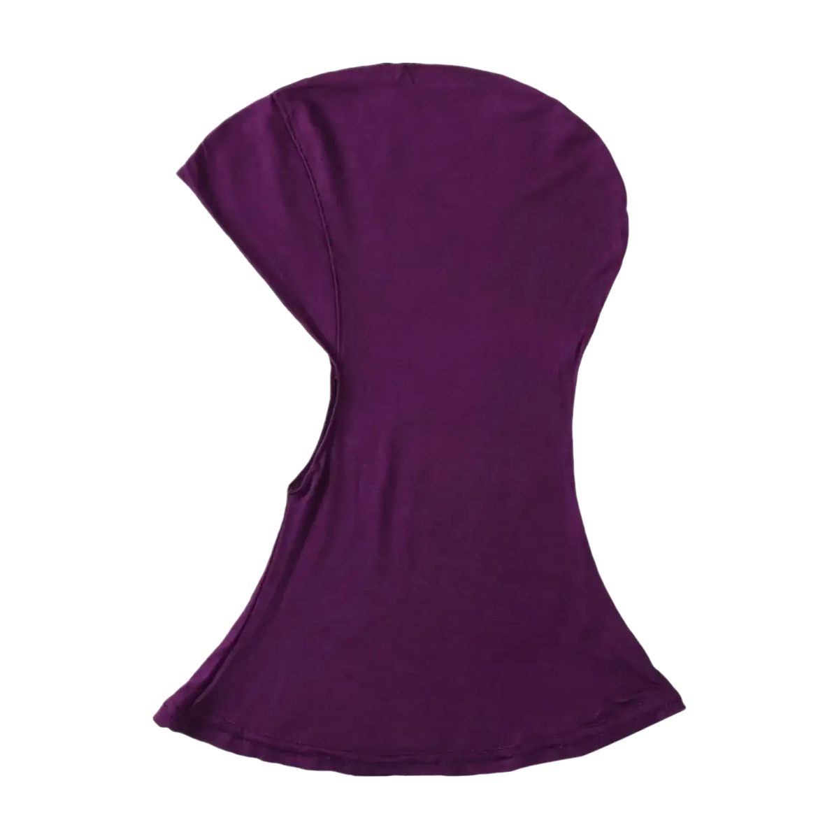 Stretch hijab cap under scarf in solid purple with smooth fabric and an open side cutout for a comfortable fit