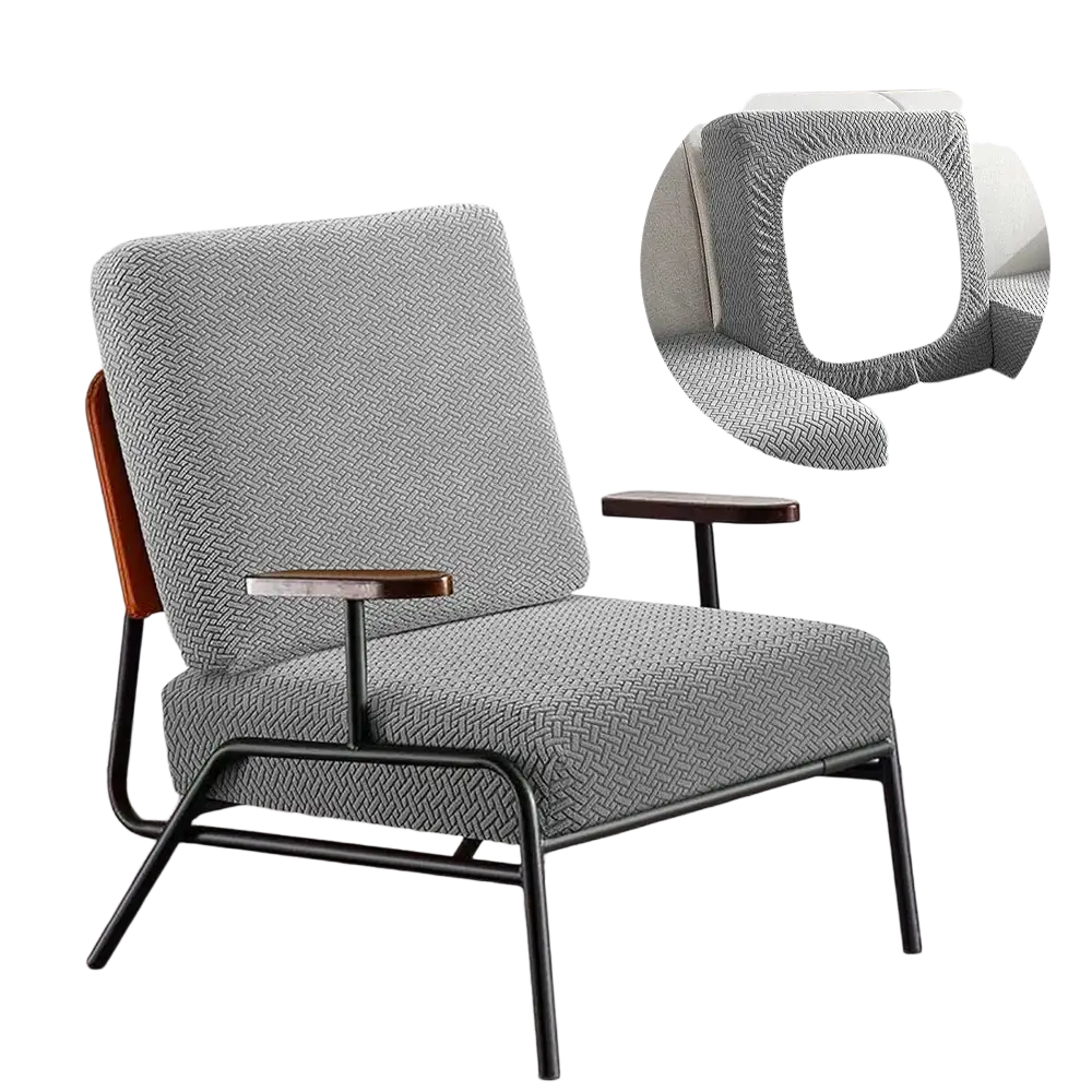 Gray herringbone-patterned elastic chair cover stretch sofa cushion cover fits thickness 5-20cm length 65-95cm