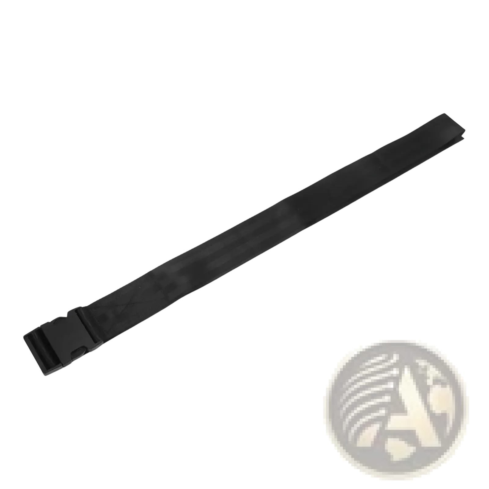 Black stretching strap for yoga and leg fitness with adjustable plastic buckle for secure fit