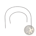 Black metal stroller canopy support bracket replacement rod with curved wire clips and white plastic tips