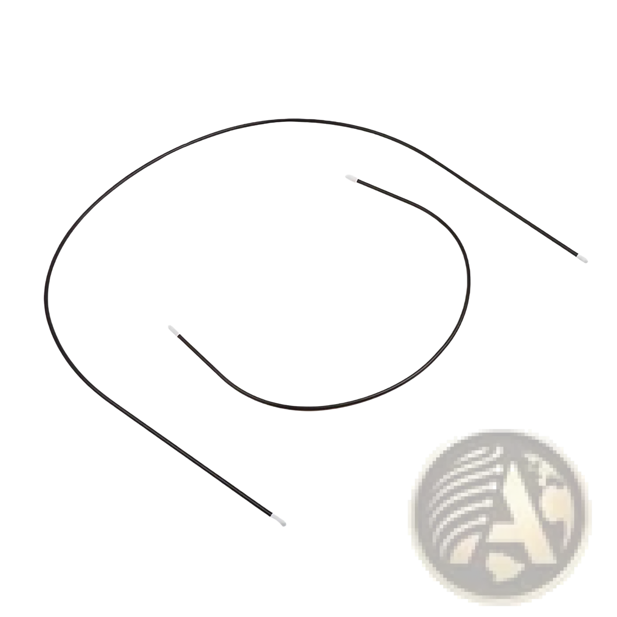 Black metal stroller canopy support bracket rods with white caps at each end for replacement use