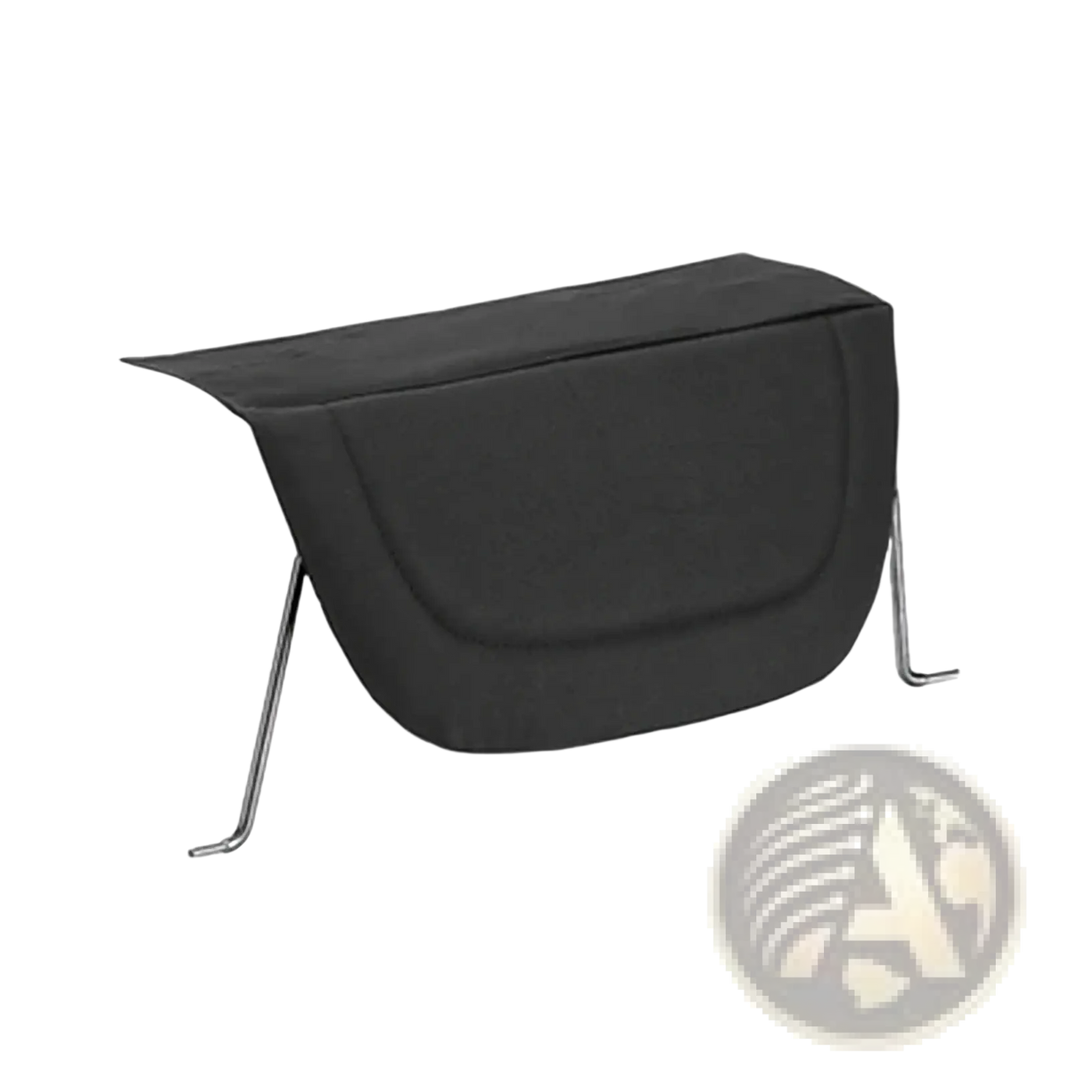 Black fabric stroller footrest extender leg support with sleek chrome metal legs for added durability and style