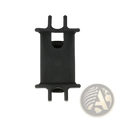 Black silicone stroller phone holder bicycle mount with textured circular and radiating line design back side view