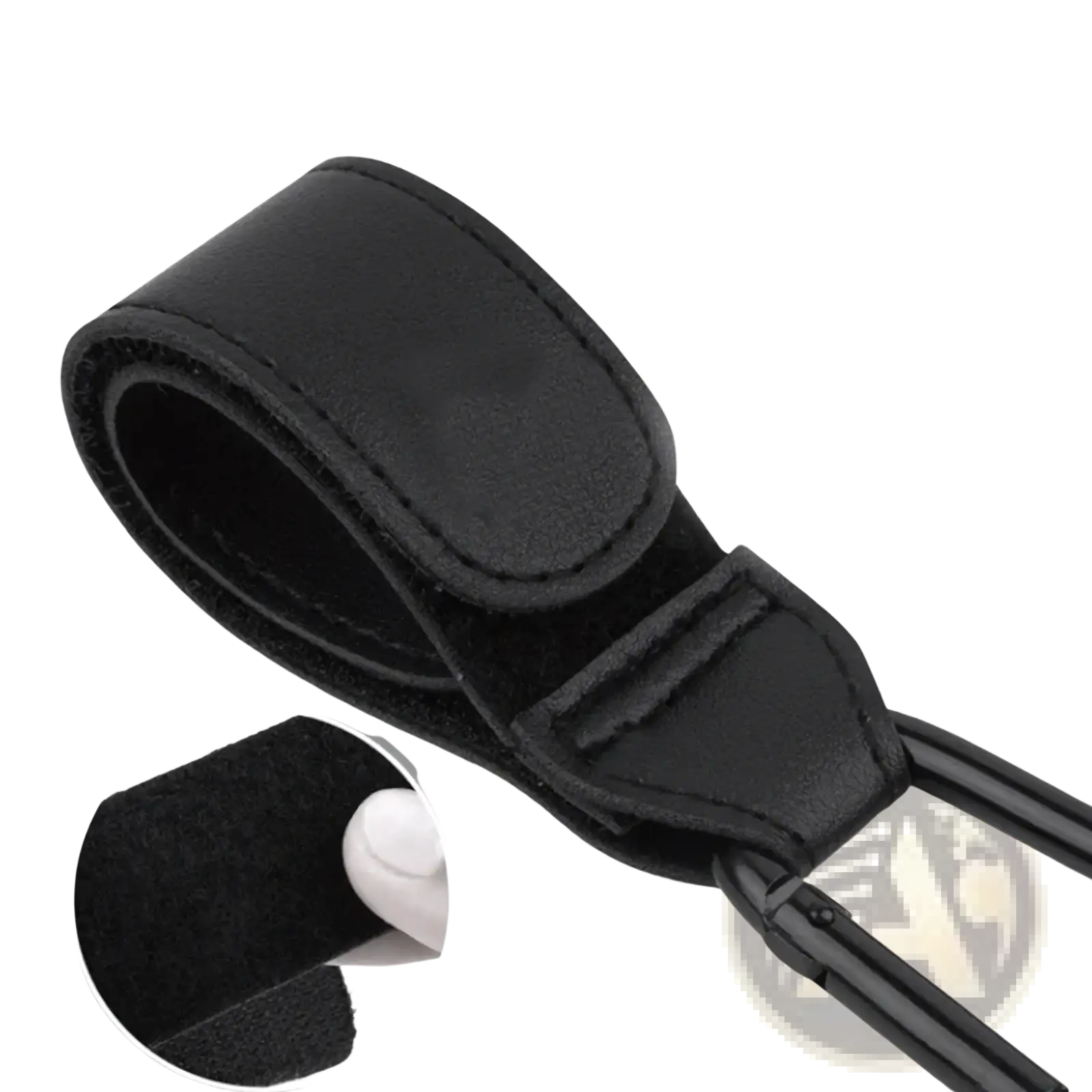 Black leather stroller safety wrist strap with velcro closure and anti skid leash for secure child protection