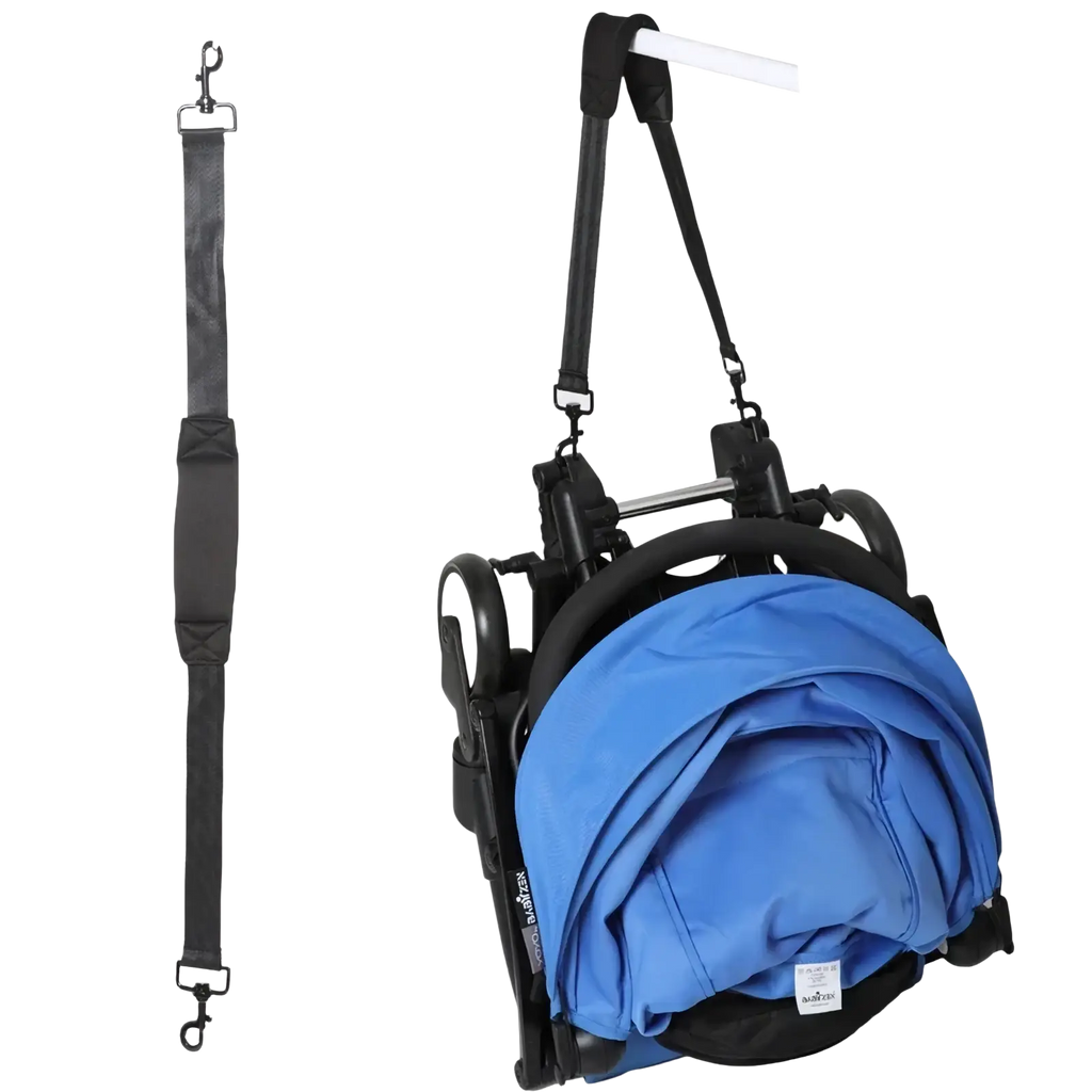 Black fabric stroller shoulder strap with metal hooks for hanging folded blue canopy baby stroller yoyo yoya pram