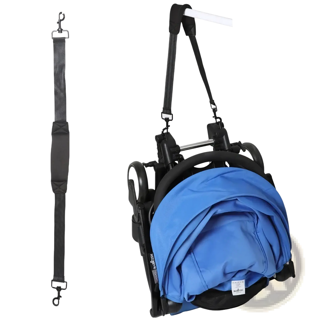 Black fabric stroller shoulder strap with metal hooks for hanging folded blue canopy baby stroller yoyo yoya pram