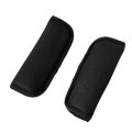 Black breathable mesh stroller strap covers with reinforced fabric edges for comfortable shoulder padding