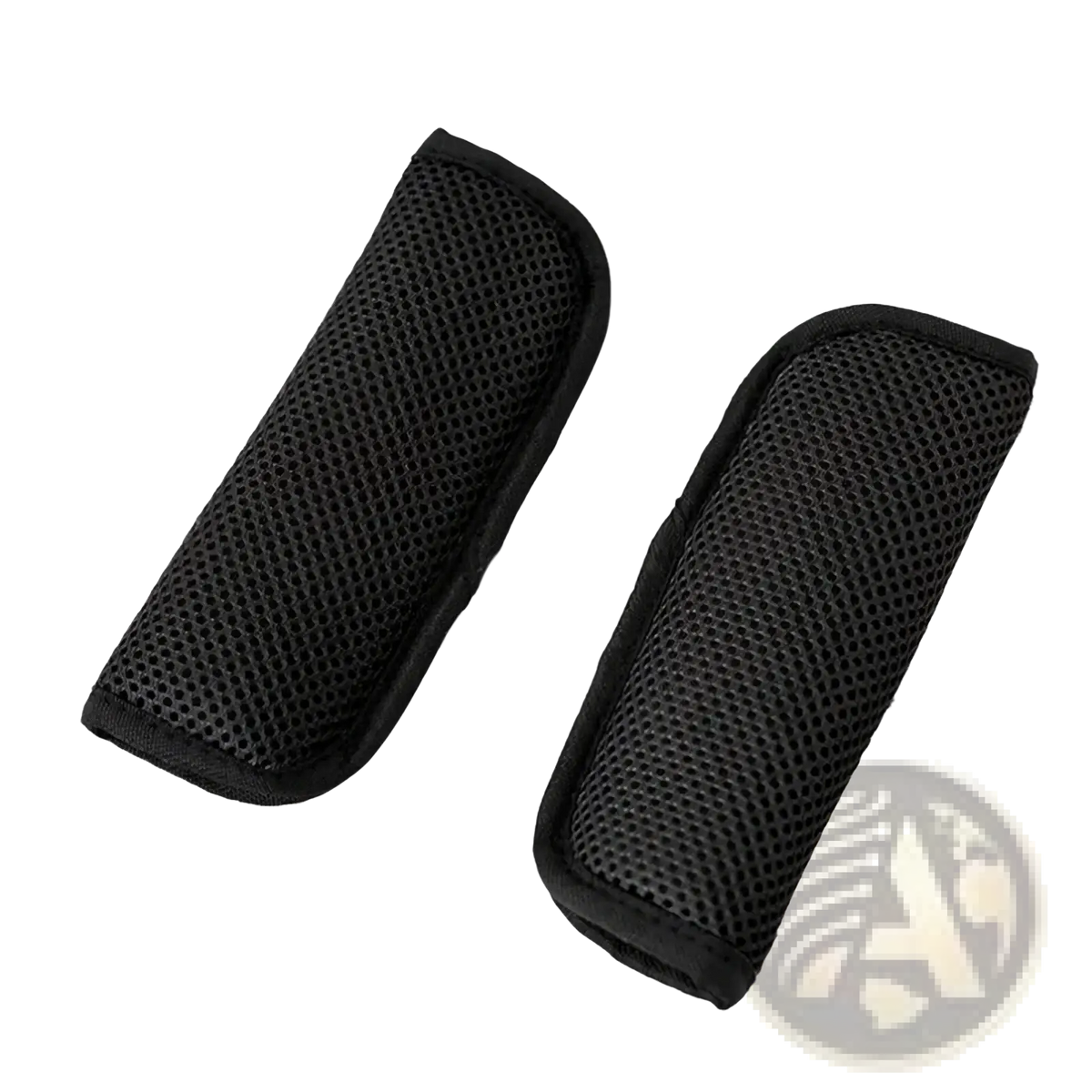 Black breathable mesh stroller strap covers with reinforced fabric edges for comfortable shoulder padding