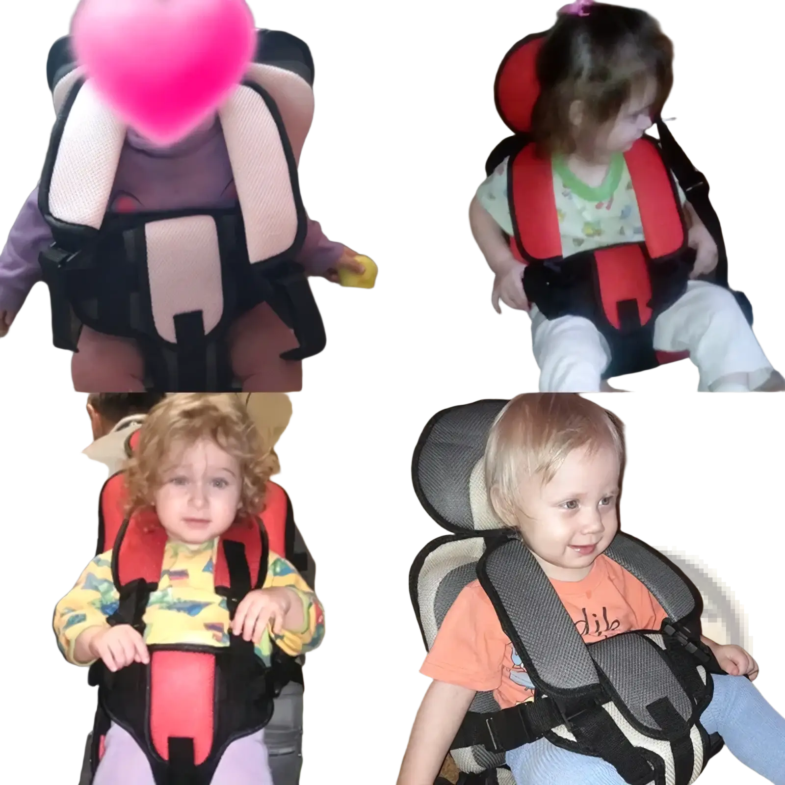 Red and black convertible toddler seat with breathable mesh panels and adjustable straps for stroller strap covers