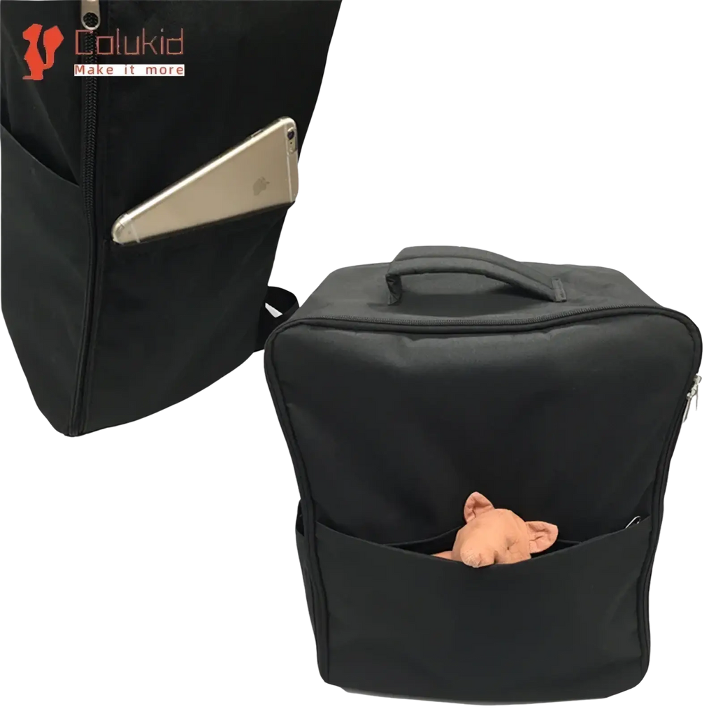 Black fabric stroller travel backpack for cybex libelle gb pockit with side and front zipper bags for essentials