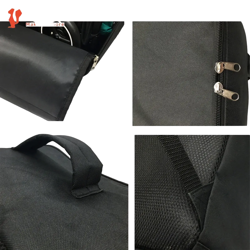 Black fabric stroller travel backpack for cybex libelle gb pockit with silver zippers and sturdy handle