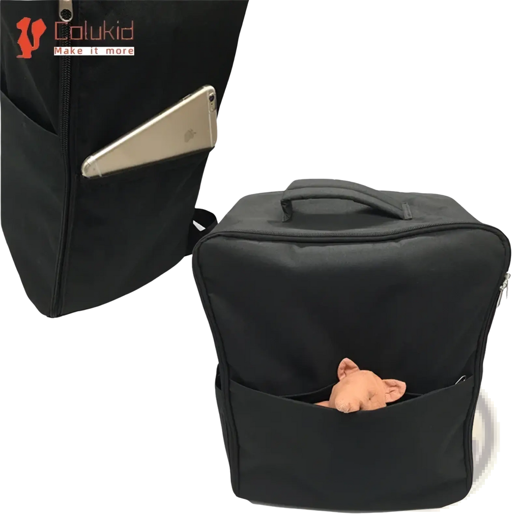 Black fabric stroller travel backpack for cybex libelle gb pockit with side and front zipper bags for essentials