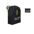 Black stroller travel bag with neon green accents and drawstring closure for universal pram dust cover organizer