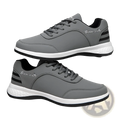 Gray strong cavalry breathable mesh casual athletic sneakers with black stripes and white soles for men