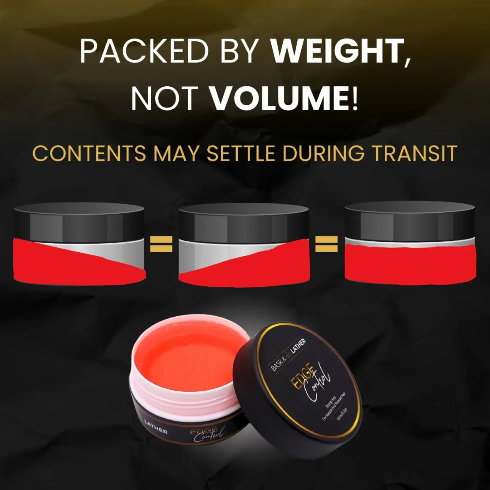 Strong hold edge control styling hair wax jar in black and red with gold lettering and sleek cylindrical design 150ml