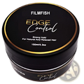 Black cylindrical container with gold trim labeled filmfish edge control strong hold edge control styling hair wax 150ml