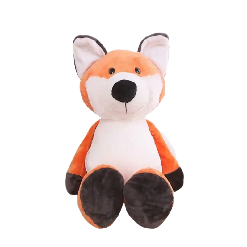Orange and white stuffed plush animals fox toy with black nose velvet texture from lion elephant tiger forest toys collection