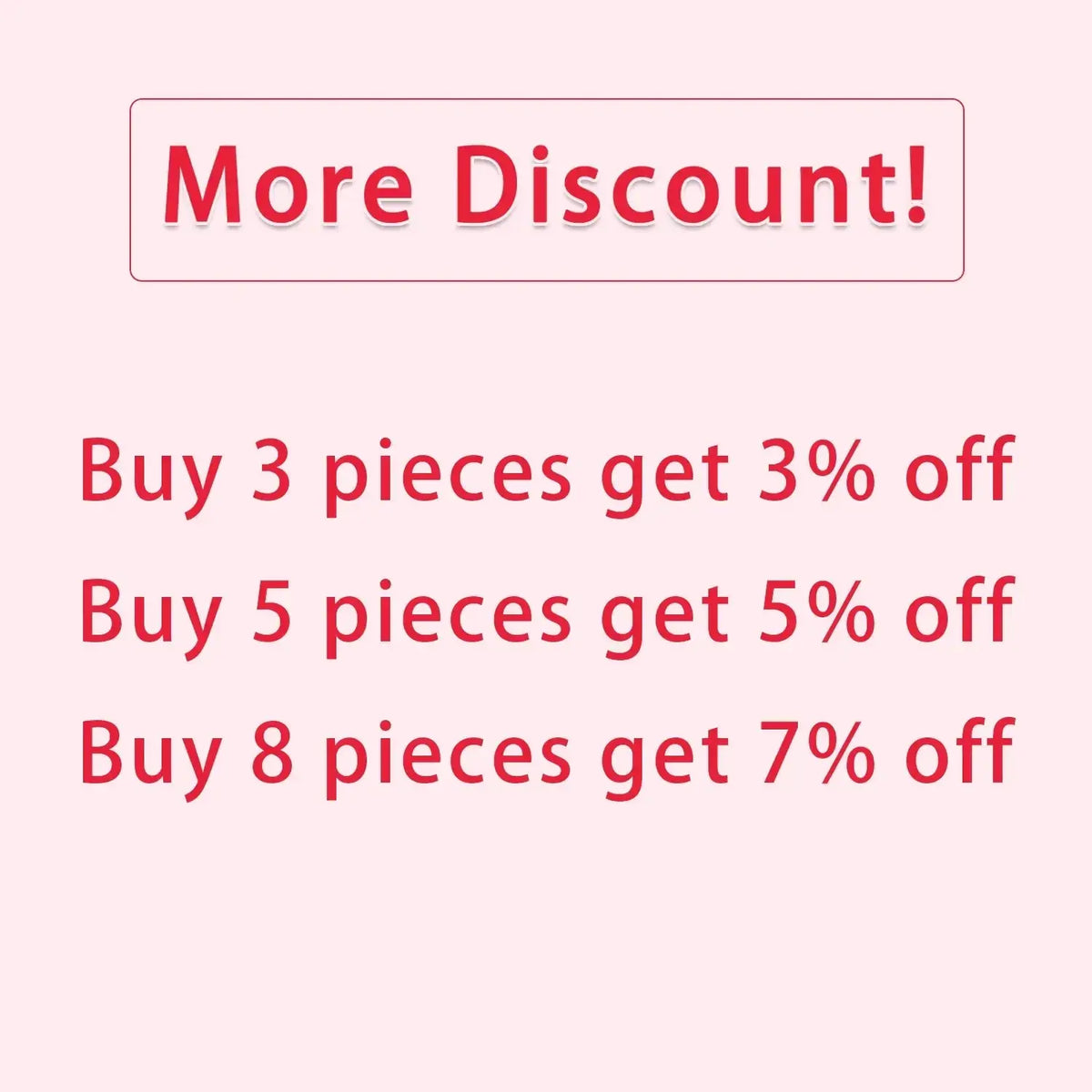 Red promotional text on light pink background advertising discounts for bulk purchases of stuffed plush animals lion elephant tiger forest toys