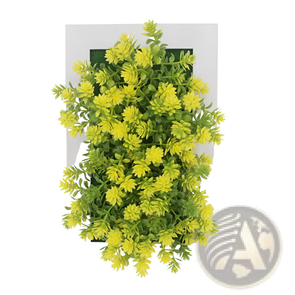 Succulent wall decor 3d artificial hanging plants with vibrant yellow and green dense layered succulent design