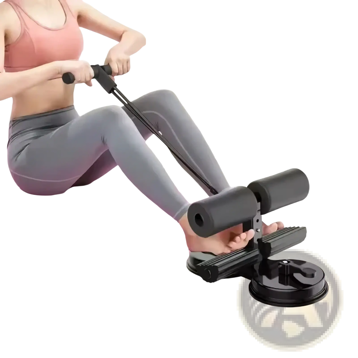 Black rubberized grip suction cup sit up assist bar abdominal exercise machine with adjustable foot platform base