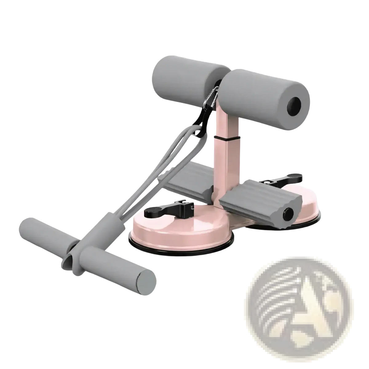 Pink and gray adjustable suction cup sit up assist bar abdominal exercise machine for floor stability