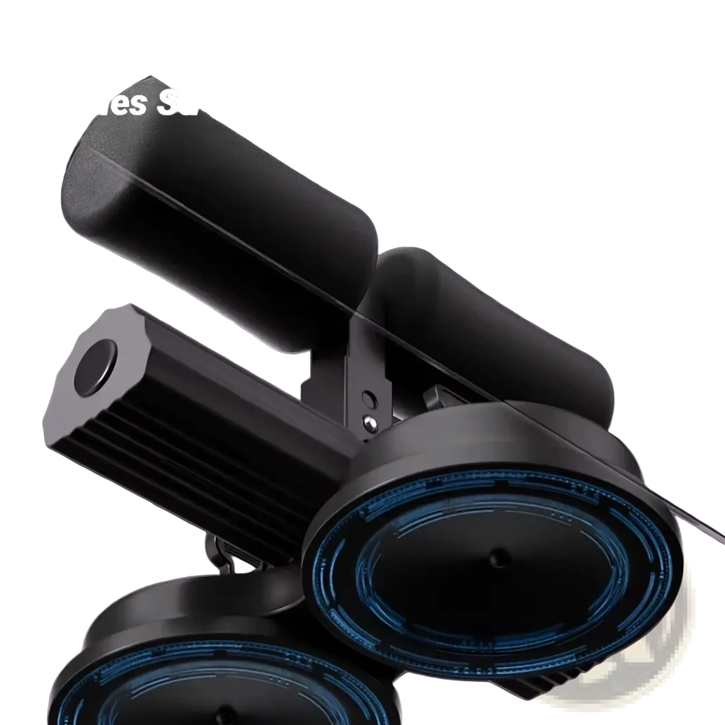 Black double suction cup mount with 13cm cups and blue glowing accents for adjustable ankle support sit up bar