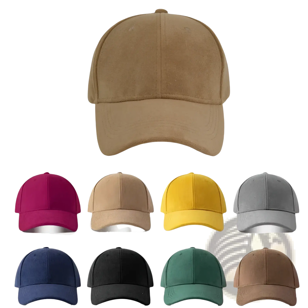 Tan suede baseball cap with a classic six-panel design and curved brim from the suede baseball cap soft minimalist adjustable hat series
