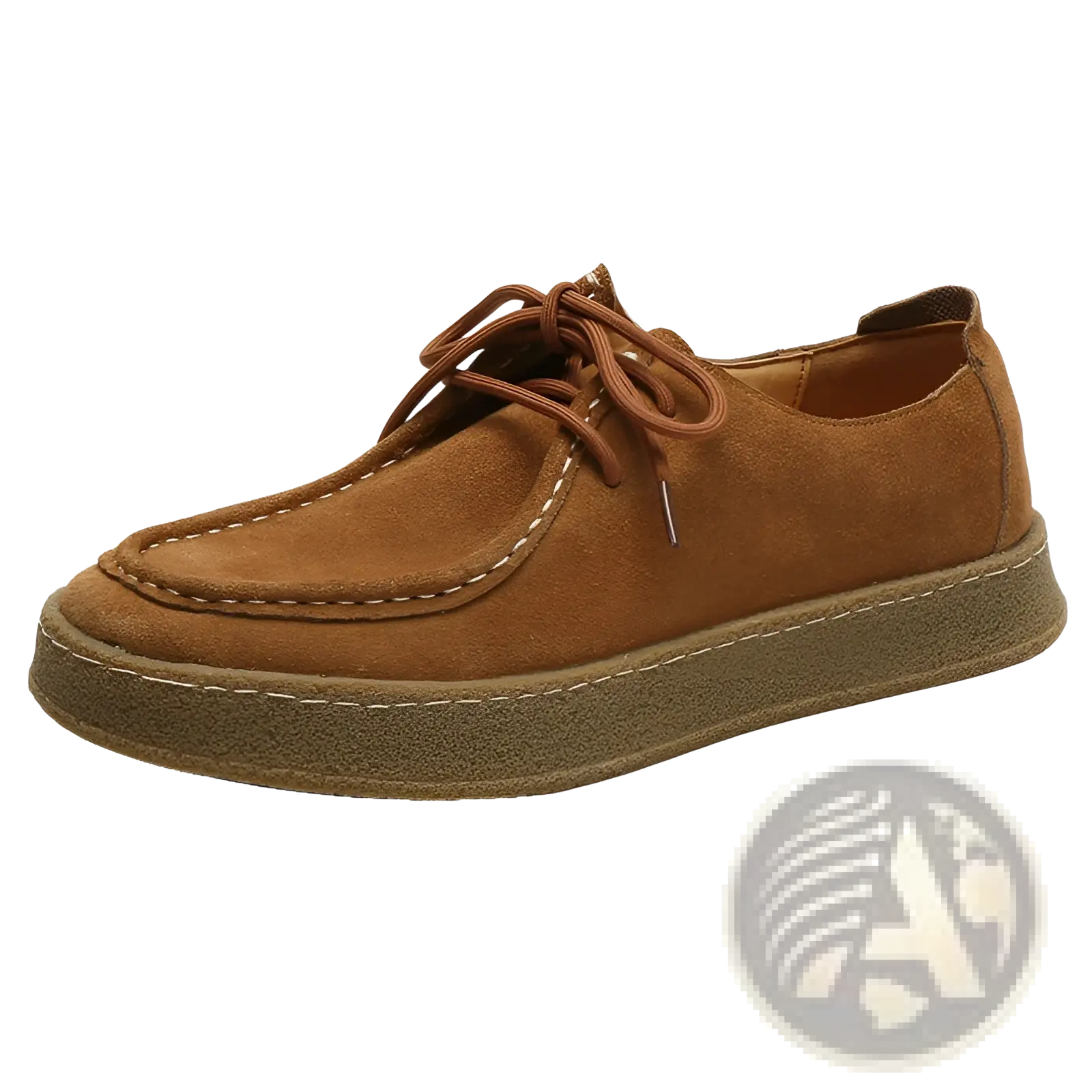 Brown suede British style casual lace up leather shoe with matching laces and textured rubber sole
