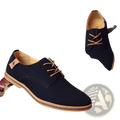 Black suede oxford shoes men’s lace up leather flats with tan laces and matching tan sole for classic style