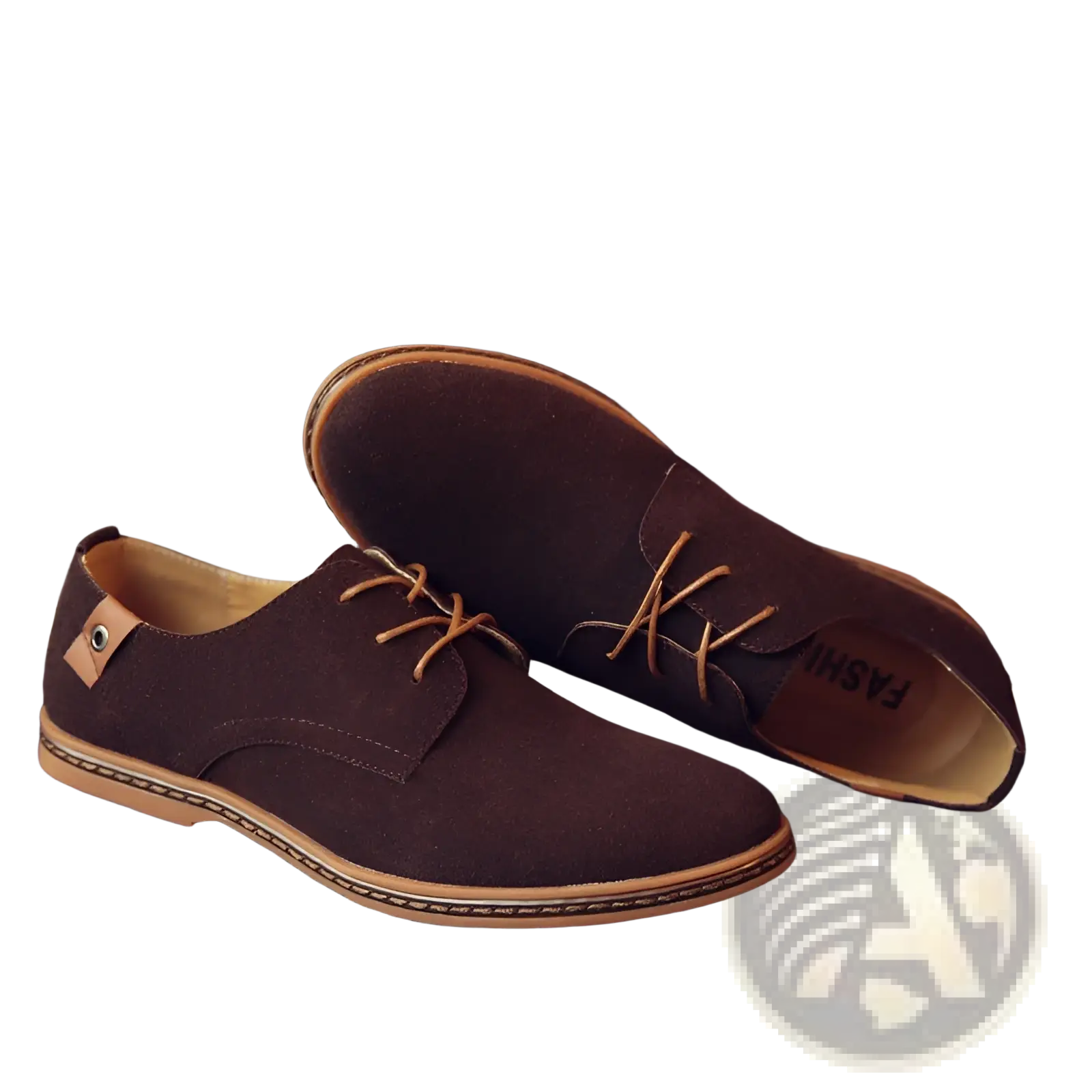 Brown suede oxford shoes men’s lace up leather flats with tan laces and matching stitched sole