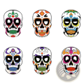 Colorful sugar skull mask 3pack featuring intricate pink orange green blue and purple designs for day of the dead costume