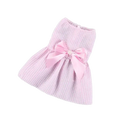 Pink and white striped summer dog dress with satin bow made of polyester fiber from mainland china for spring summer use
