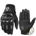 Black vemar summer motorcycle gloves with reinforced padding and breathable perforated mesh back side view