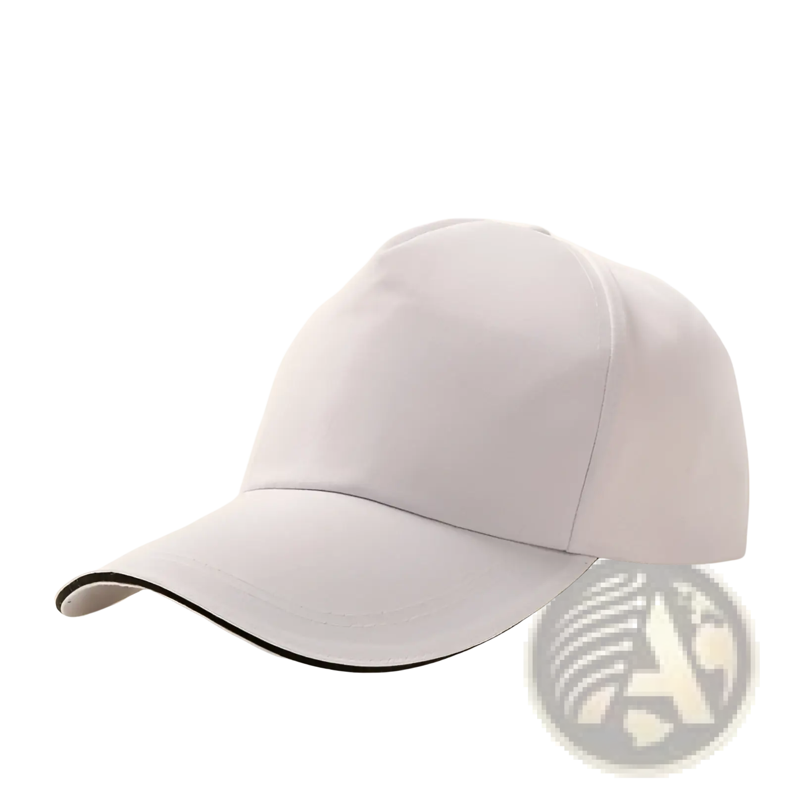 Sun hat unisex cotton polyester baseball cap white with black trim made of polyester cotton sandwich fabric