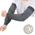 Black and white striped sun protection cooling arm sleeves made of breathable elastic fabric for outdoor use
