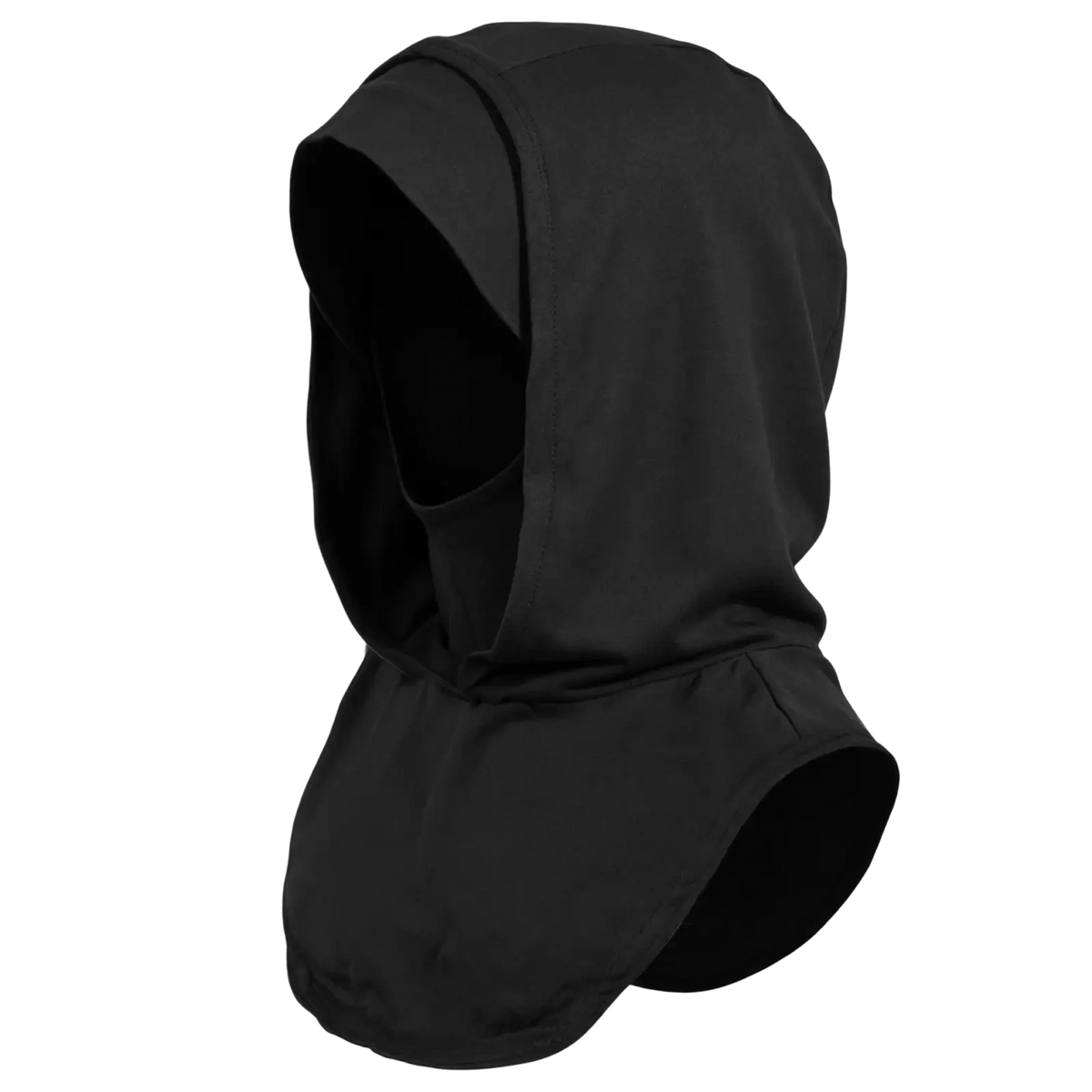 Black fabric face mask with hood designed for sun protection hijab cap face shield offering comfort and coverage