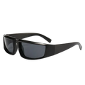 Black rectangular sunglasses with dark gray lenses and glossy plastic frame for cycling glasses and outdoor driving