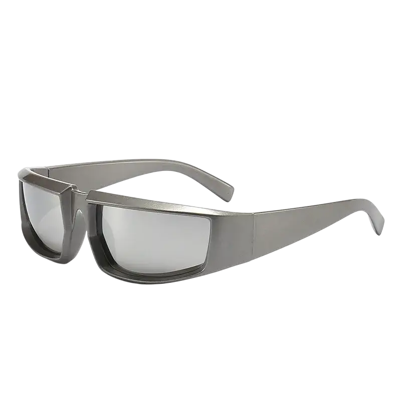 Gray rectangular sunglasses with mirrored lenses designed for cycling sunglasses fishing sunglasses and outdoor driving