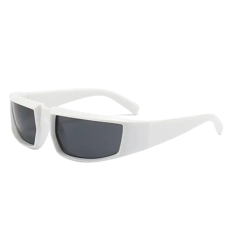 White rectangular sunglasses with dark gray lenses designed for cycling glasses sports and outdoor driving use