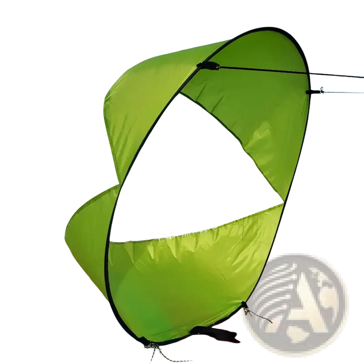 Bright green sup wind sail 42 inch kayak and board sunshade with transparent center panel for sun protection on sand