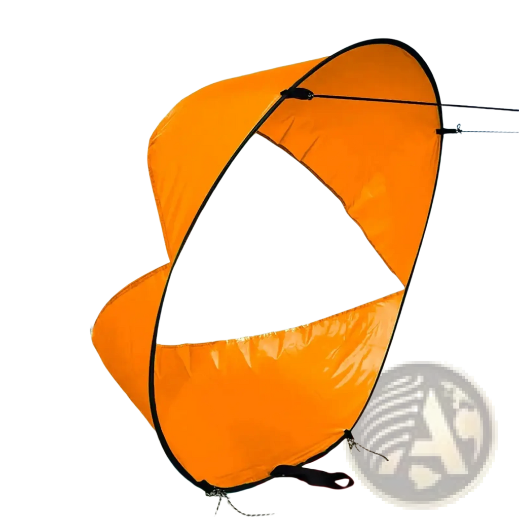 Bright orange sup wind sail 42 inch kayak and board sunshade with transparent central panel for surfboards or paddleboards