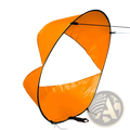Bright orange sup wind sail 42 inch kayak and board sunshade with transparent central panel for surfboards or paddleboards