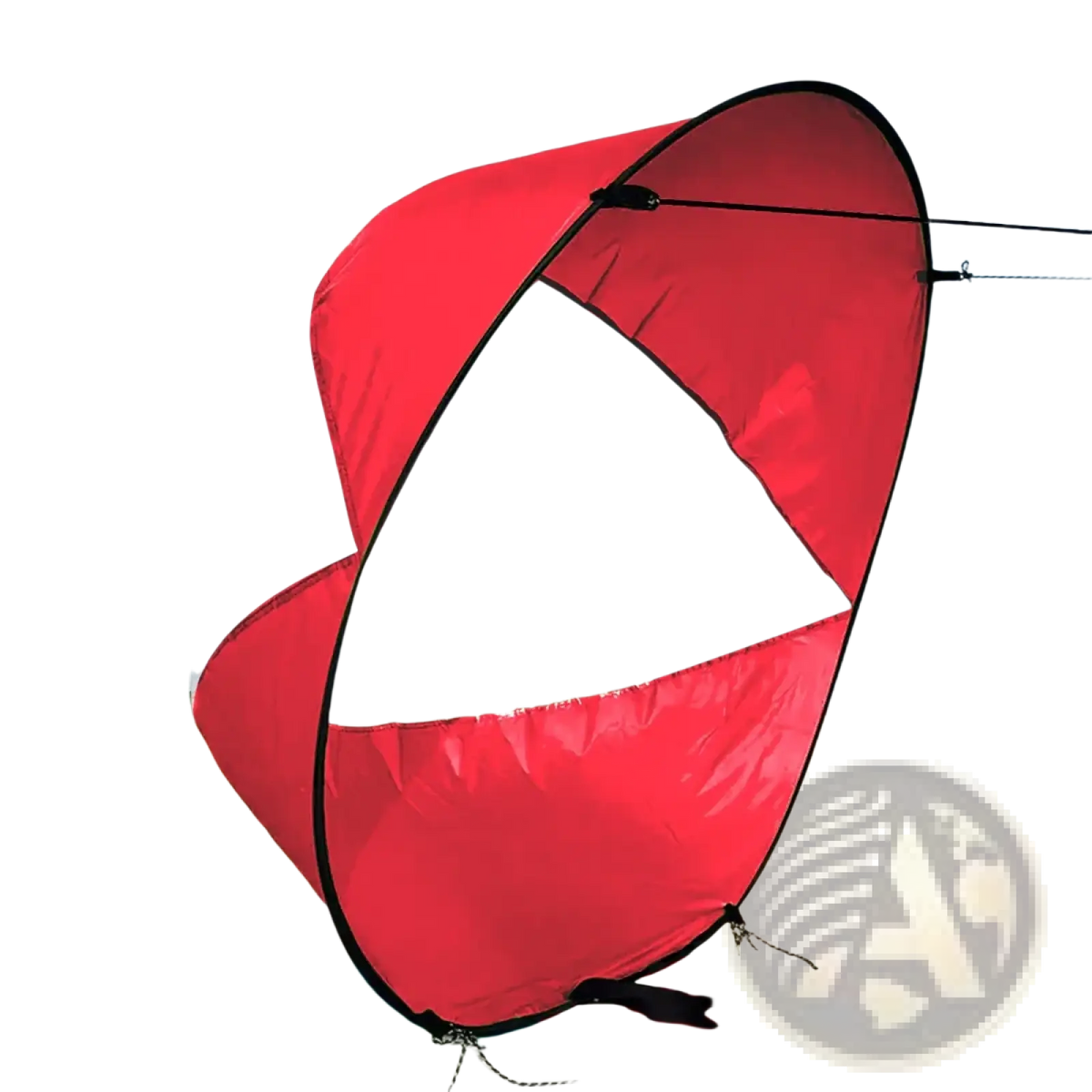 Red and transparent pop-up sunshade tent with black trim designed for the sup wind sail 42 inch kayak and board