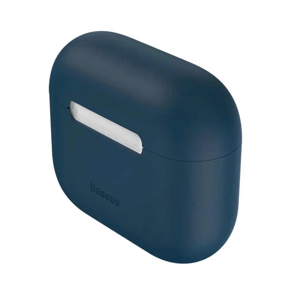 Dark blue matte silicone ultra-thin minimalist airpods pro case cover showing the back side of the product