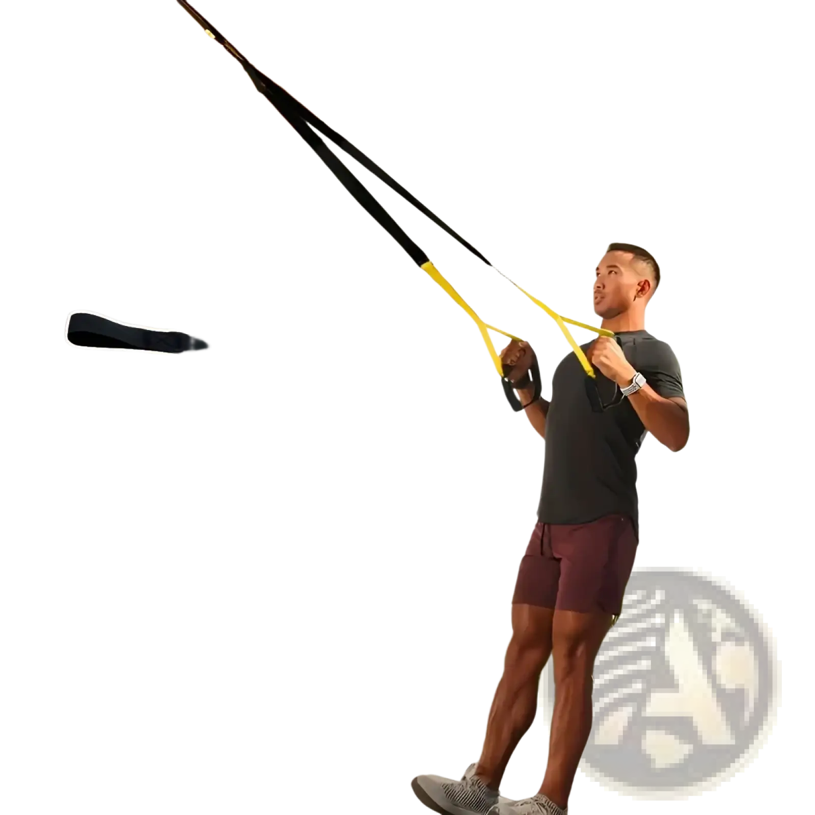 Black and yellow door anchor with adjustable strap design for secure mounting in suspension training straps full body resistance band